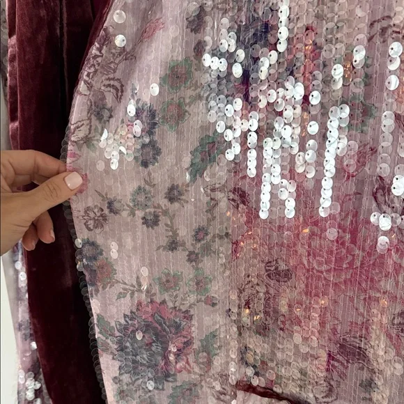 Free People Sparkling Velvet Robe - Pink and Burgundy - Picture 2 of 4